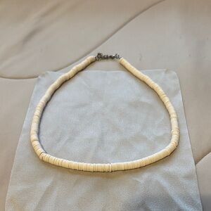 Cream Heishi Disk Bead Choker Necklace - Unbranded
